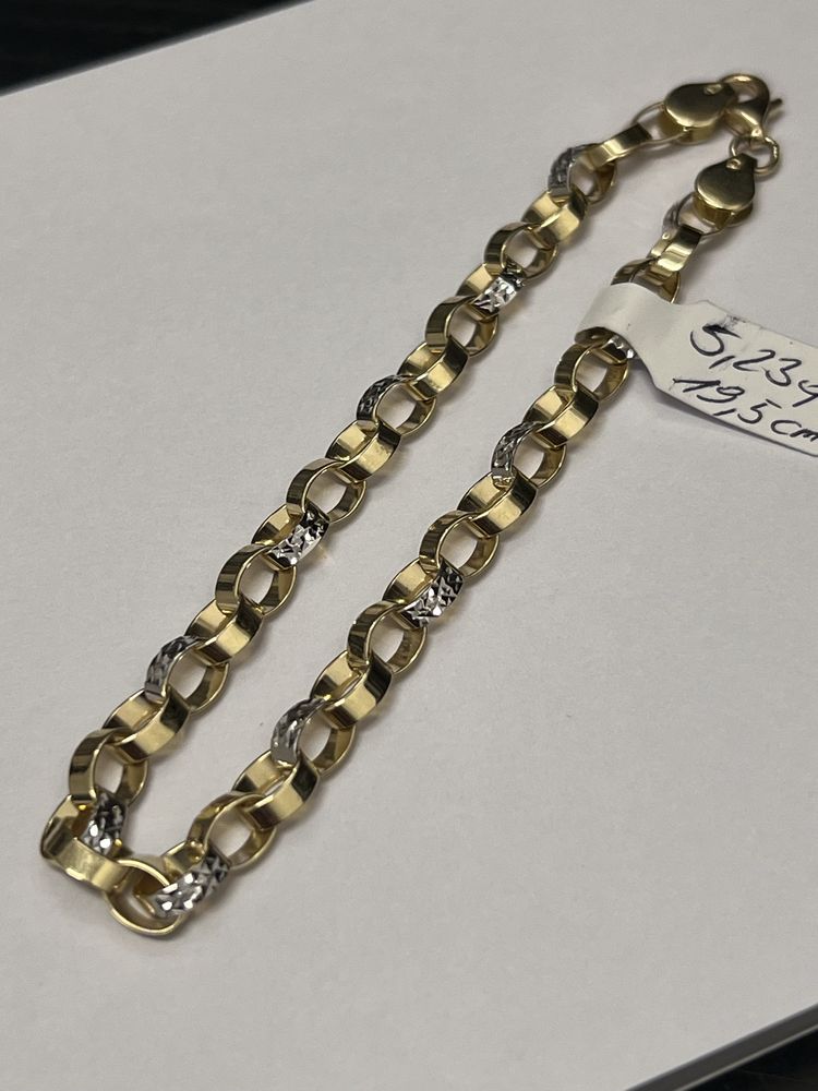 OBŁĘDNA Złota bransoletka EFEKT 3D diamentowana białym złotem ZŁOTO585