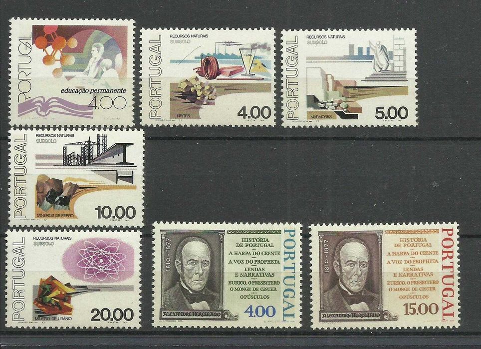 Selos portugueses – Ano 1977 completo, 40 selos - novos