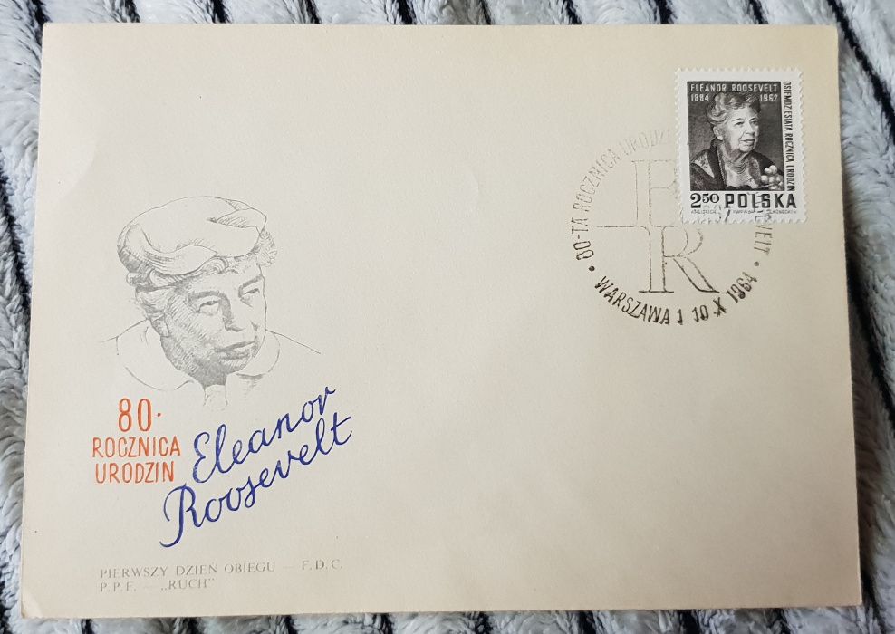 Koperta pocztowa PRL 80 Lecie urodzin Eleanor Rosvelt