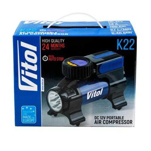‼️Компрессор для машины "ViTOL" K-22 100ps/37л/От прикуривателя‼️
