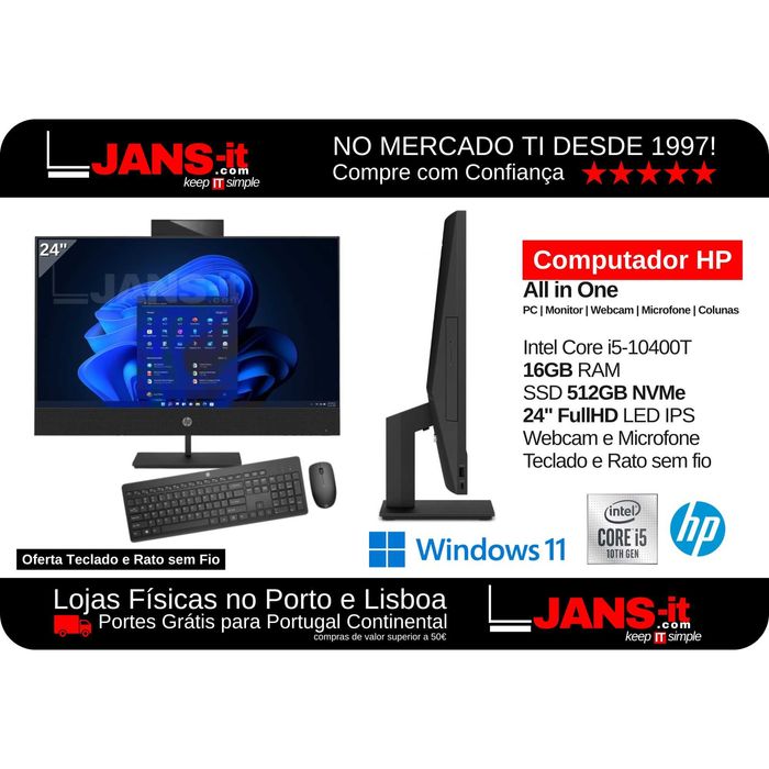 HP ProOne 440 G6 All-in-One | i5-10400T | 16GB | SSD 512GB | 24″ FHD