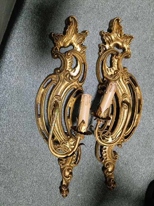 Dwa drewniane kinkiety vintage