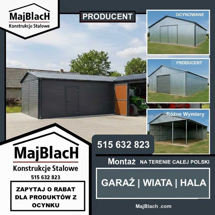 Garaż Blaszany w kształcie L |Blaszak| PRODUCENT |Montaż  -  Maj-Blach