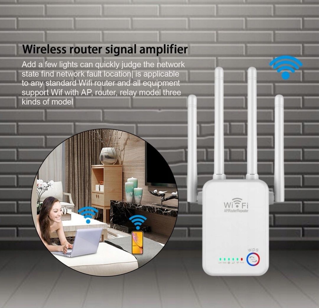Wzmacniacz sygnału WIFI Zasięg Internetu 300 Mb/s