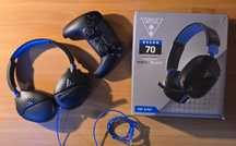 Pad czarny Playstation 5 Ps5+słuchawki Recon 70 Turtle Beach