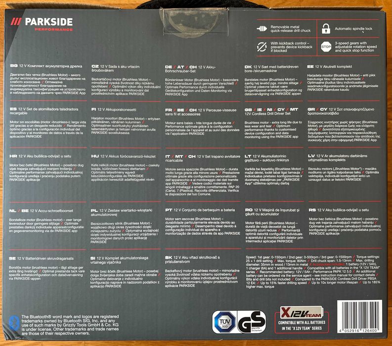 Akumulatorowa wiertarkowkrętarka Parkside PERFORMANCE 12V PPBSSA 80 Nm