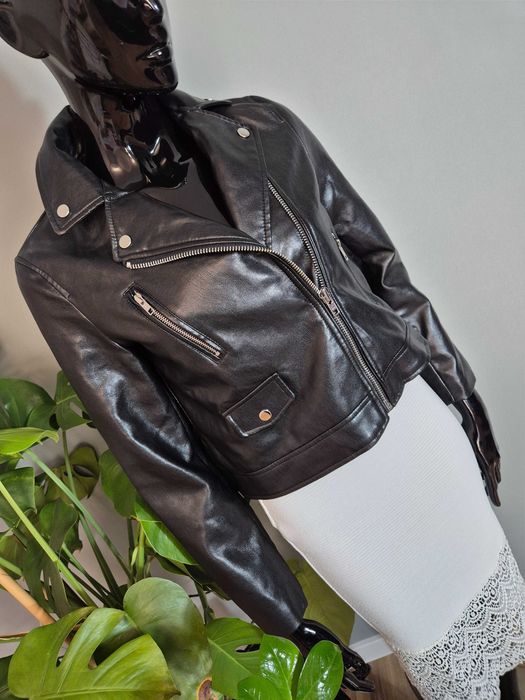 Czarna kurtka damska ramoneska jak skórzana eco skóra Asos S 36