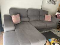 Sofá Chaise Long Cinza Ótimo Estado