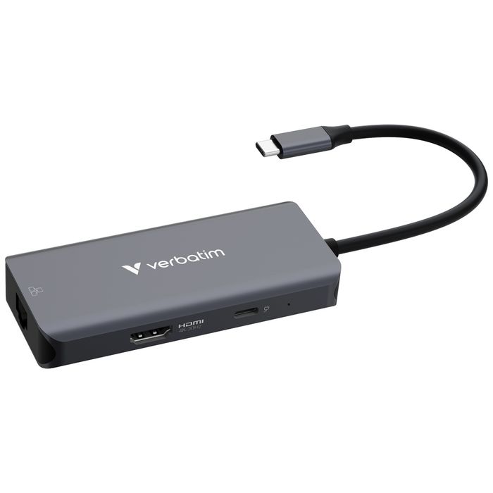 Adapter Hub Verbatim USB-C/HDMI/3xUSB-A  3.2/RJ45 aluminiowy 32157