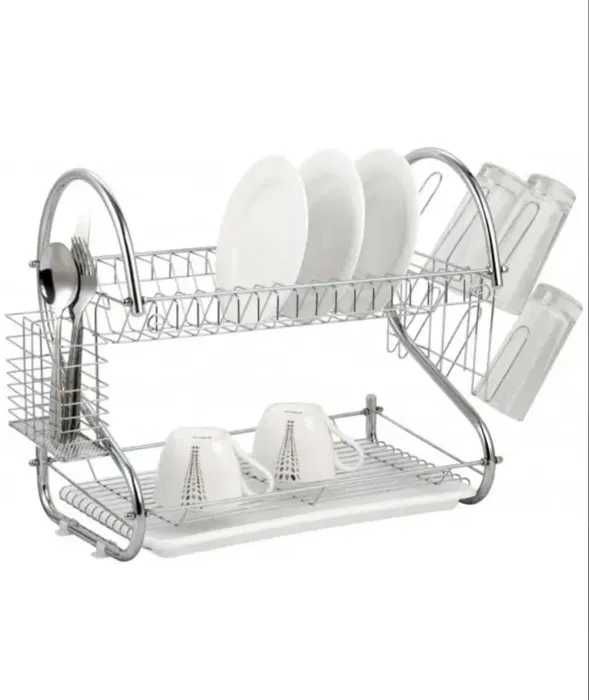 Большая стойка сушилка для посуды, 2 уровня Kitchen Storage Rack сушка