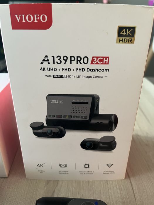 VIOFO A139PRO 3CH 4K zestaw kamer i kabli + karta pamieci 256GB
