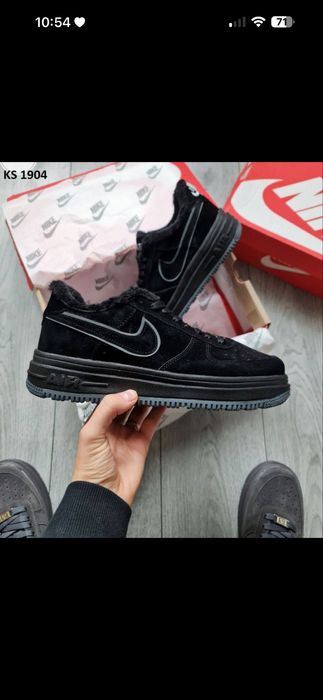 Nike Air Force Low (чорні) ЗИМА