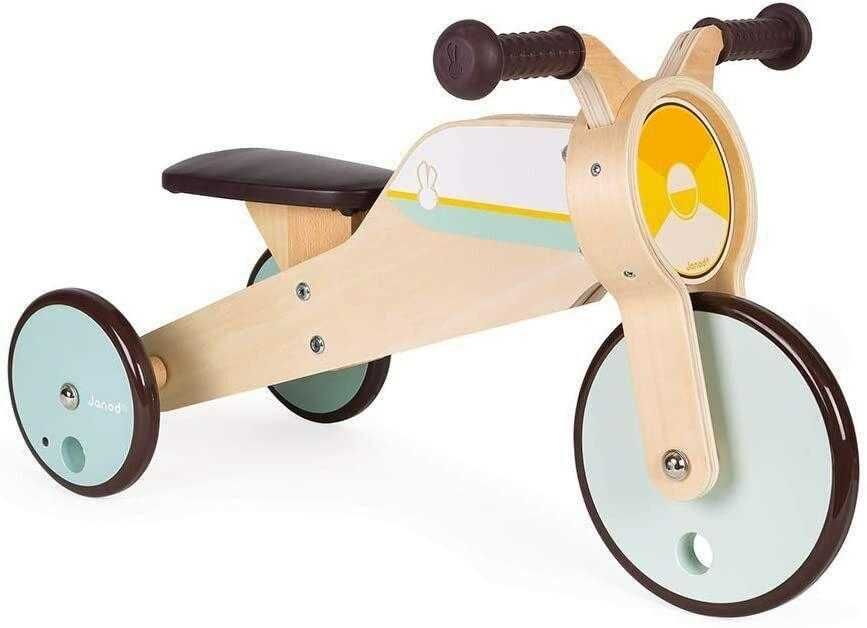 Janod Dziecięcy drewniany rowerek pchany 2w1