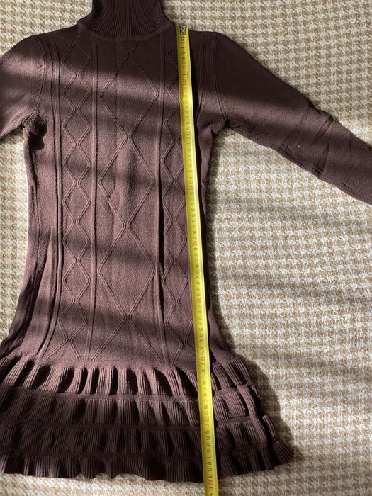 Тепле в’язане плаття-светр, шоколадного кольору з високим горлом