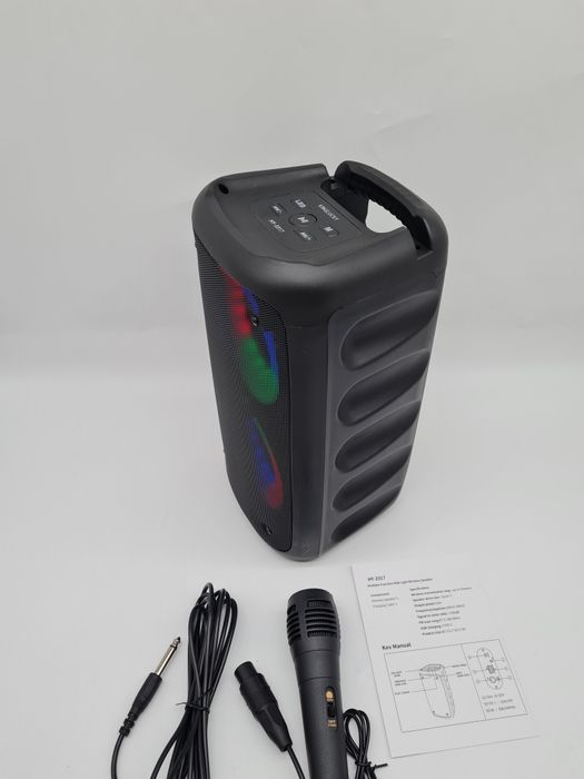 Przenośny głośnik Bluetooth party karaoke Boombox mikrofon przewodowy