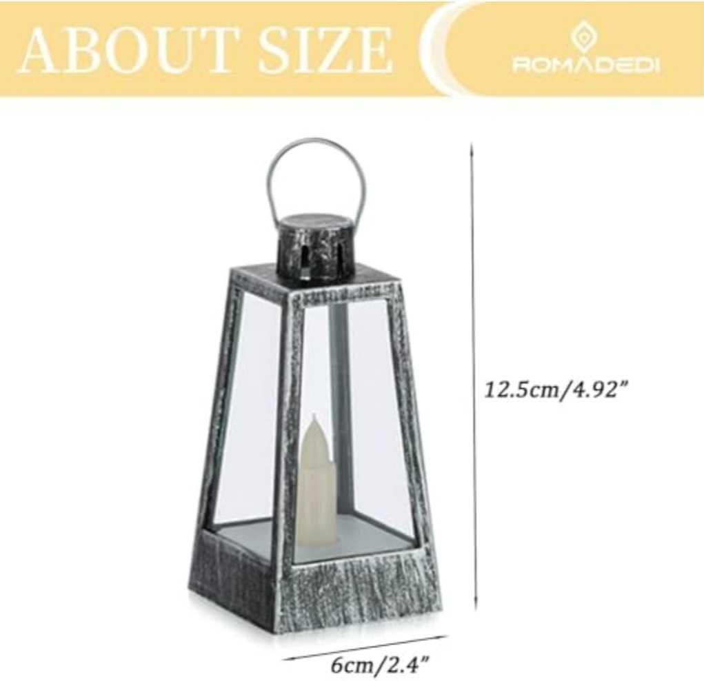 Zestaw 10 lampionów świeczek led srebrno - czarnych 12,5x6cm Romadedi