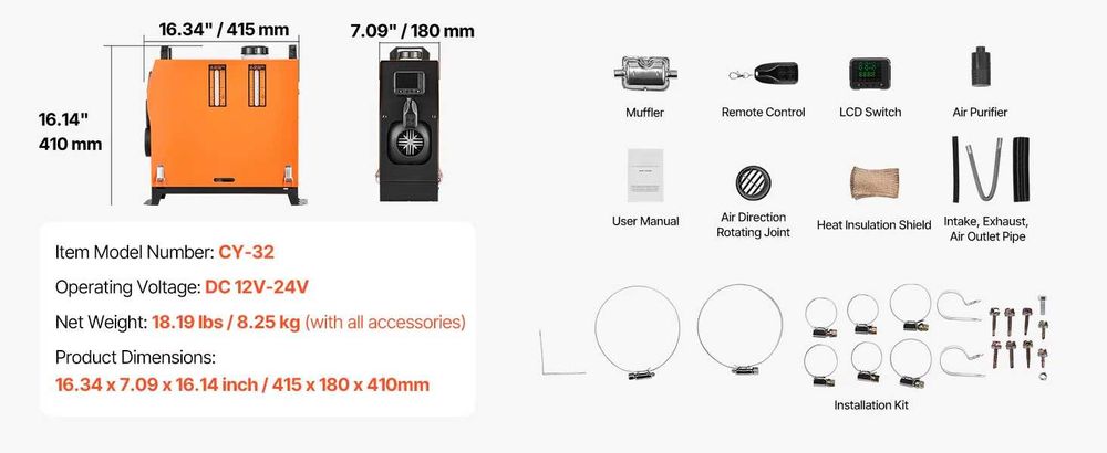 vevor webasto nagrzewnica 8kw pilot nowa wersja cichsza pompka
