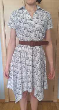 Жіноча літня сукня з асиметричною спідницею та поясом. Розмір M