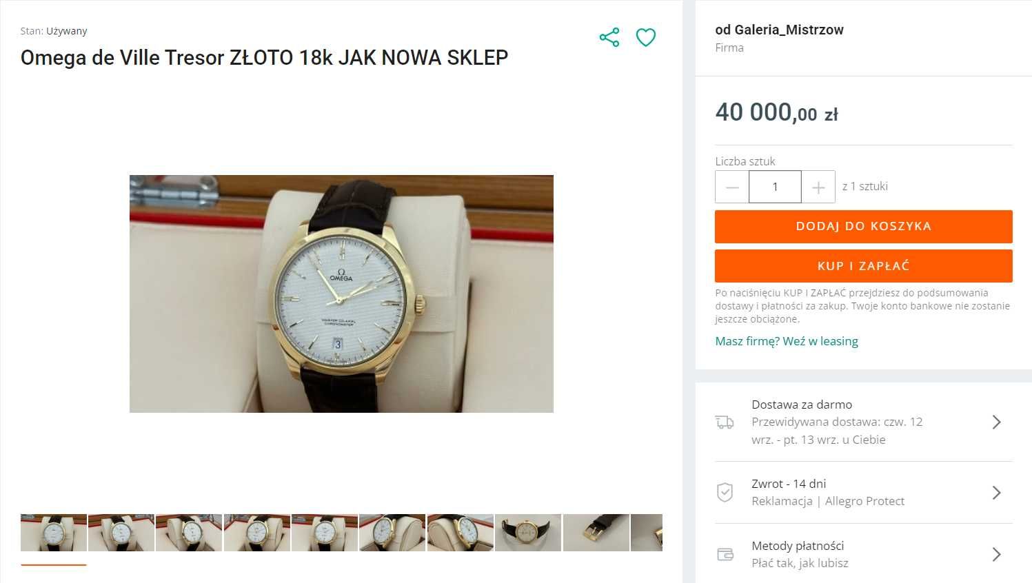 Złoty 18k Luksusowy Zegarek „Omega Tresor” Vintage XL Jumbo Unikat !!!