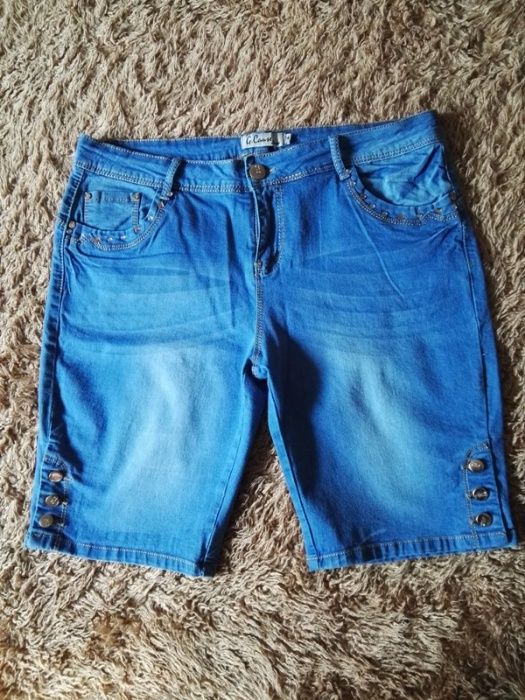 Spodenki krótkie jeans bermudy guziki r. 34 XXL