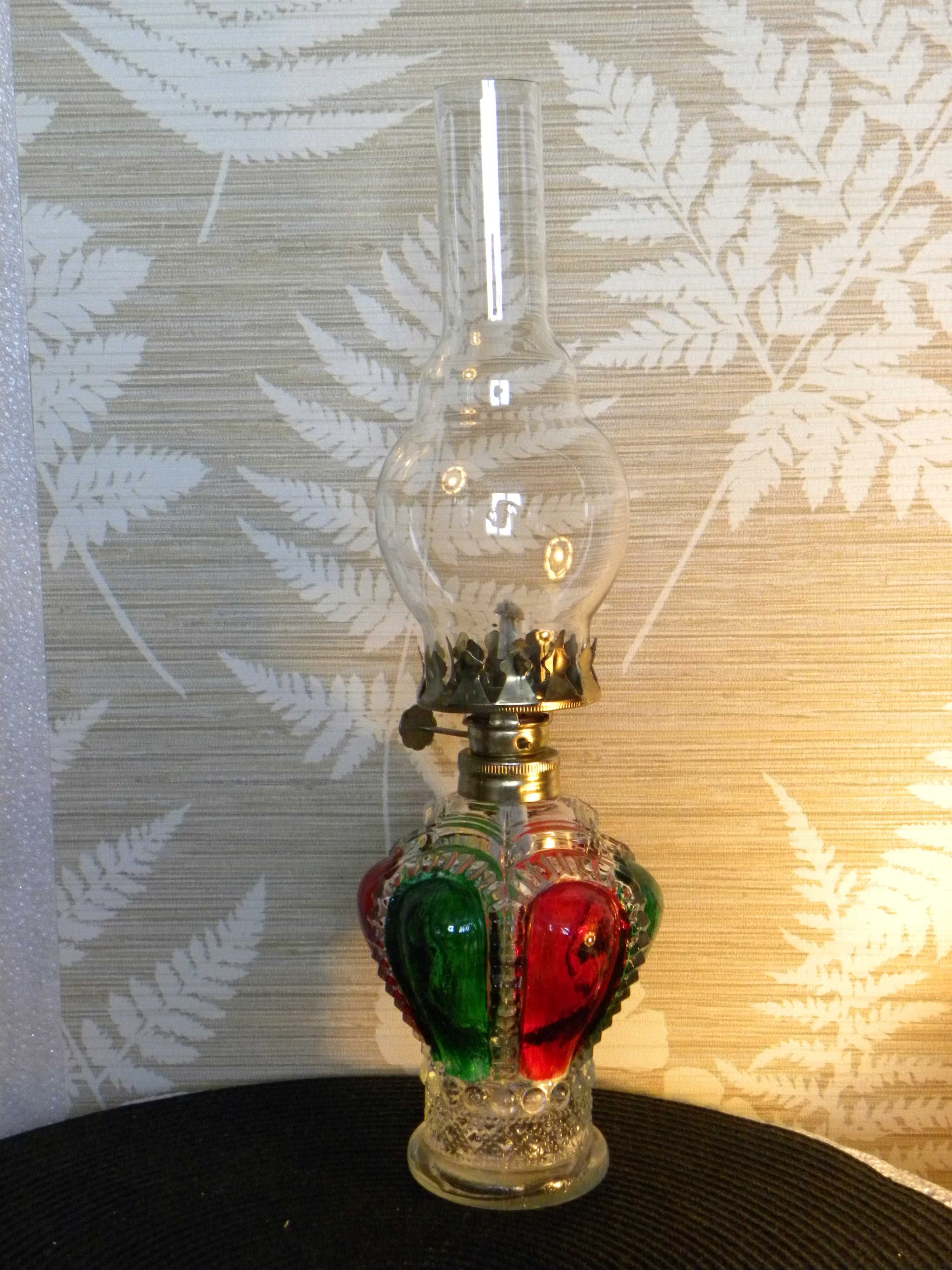 Szklana kolorowa stołowa lampa lampka naftowa