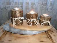 plaster drewna drewniany zestaw tealight 3szt.