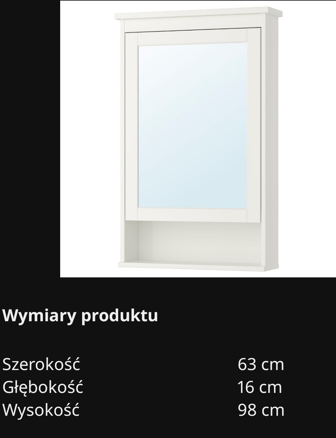 Ikea Hemnes szafka wisząca łazienkowa biała 3 szklane pólki regulowane