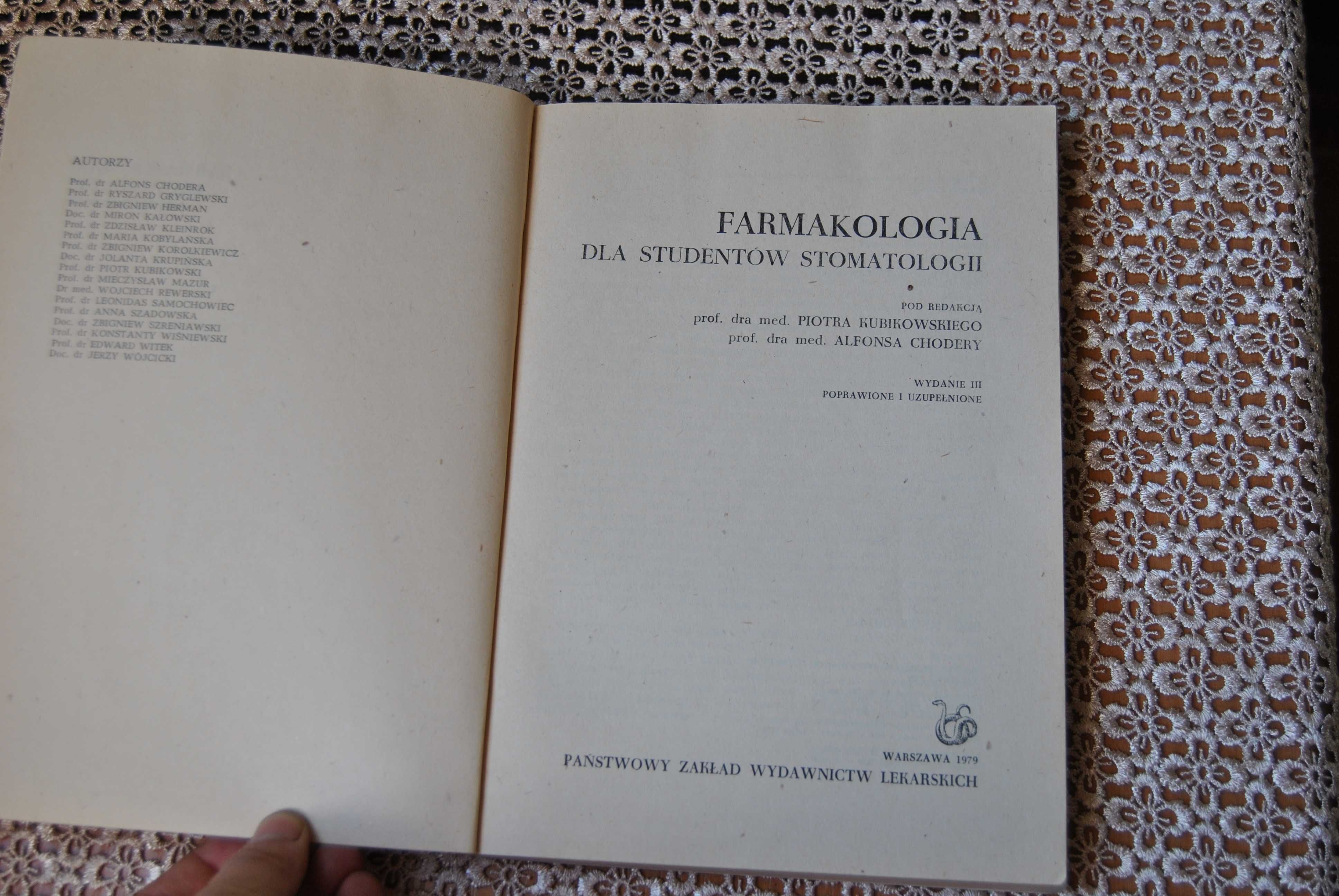 Farmakologia dla studentów stomatologii. Kubikowski,Chodera