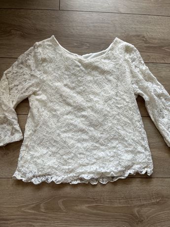 koronkowa biała bluzka h&m dla dziewczynki elegancka 146cm 152cm 12lat