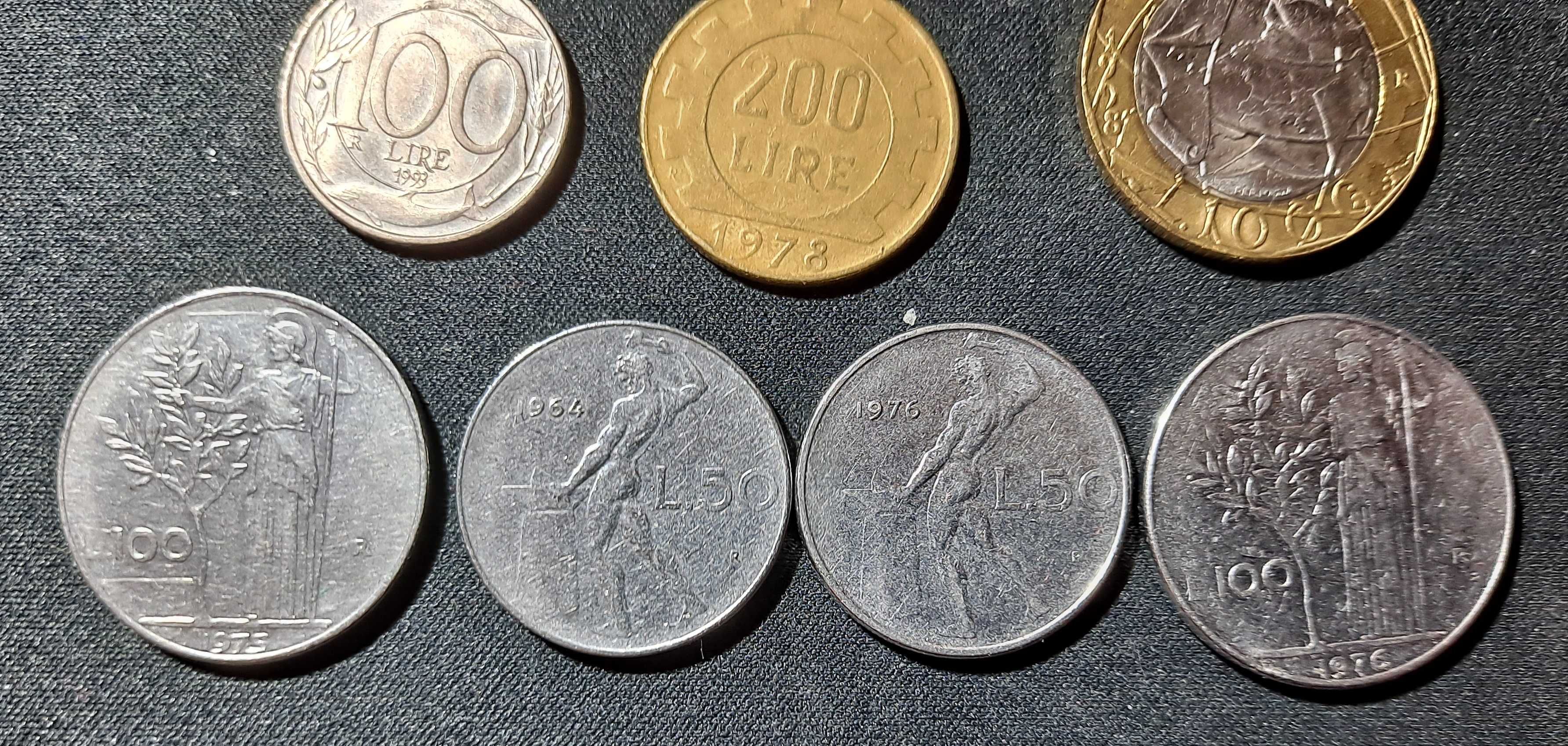 Liry - Włochy - zestaw 9 monet- różne roczniki i nominały