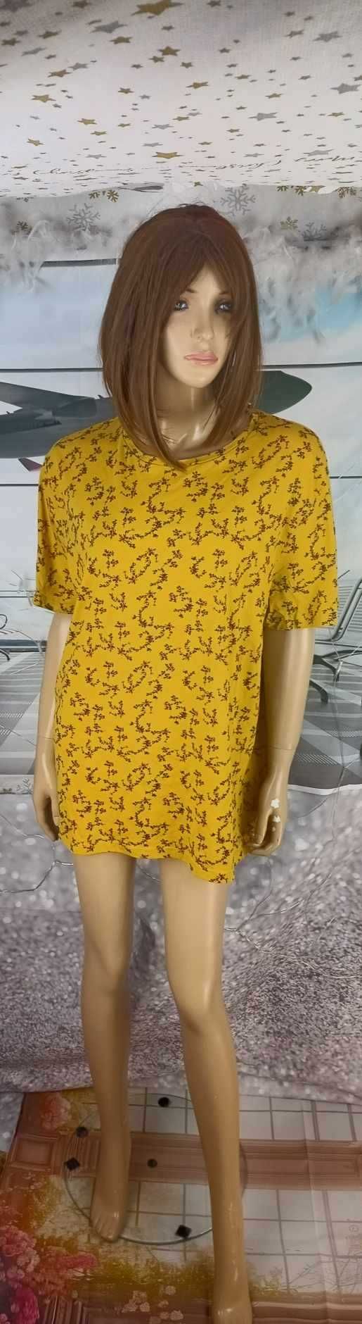 Bluzka męska/unisex bawełniana musztardowa w kwiatki, Reserved XXL