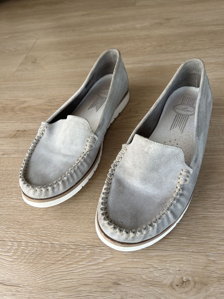 Skorzane espadryle szare 39