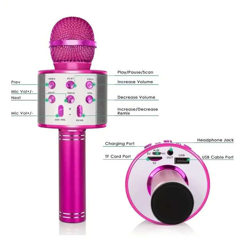 Zabawki Dla Dzieci Bezprzewodowy Mikrofon BT Mikrofon różowy