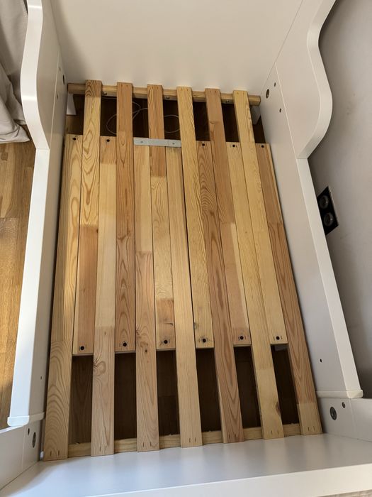 Łóżko dziecięce IKEA BUSUNGE białe 80x200 rozsuwane + MATERAC