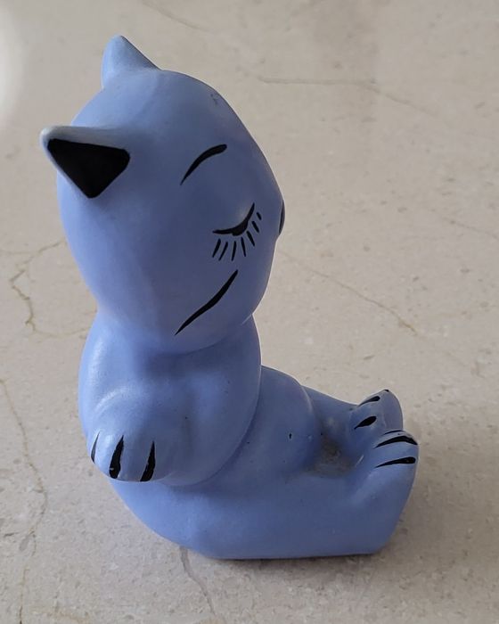 Gato azul sentado Lusitânia  carimbo antigo