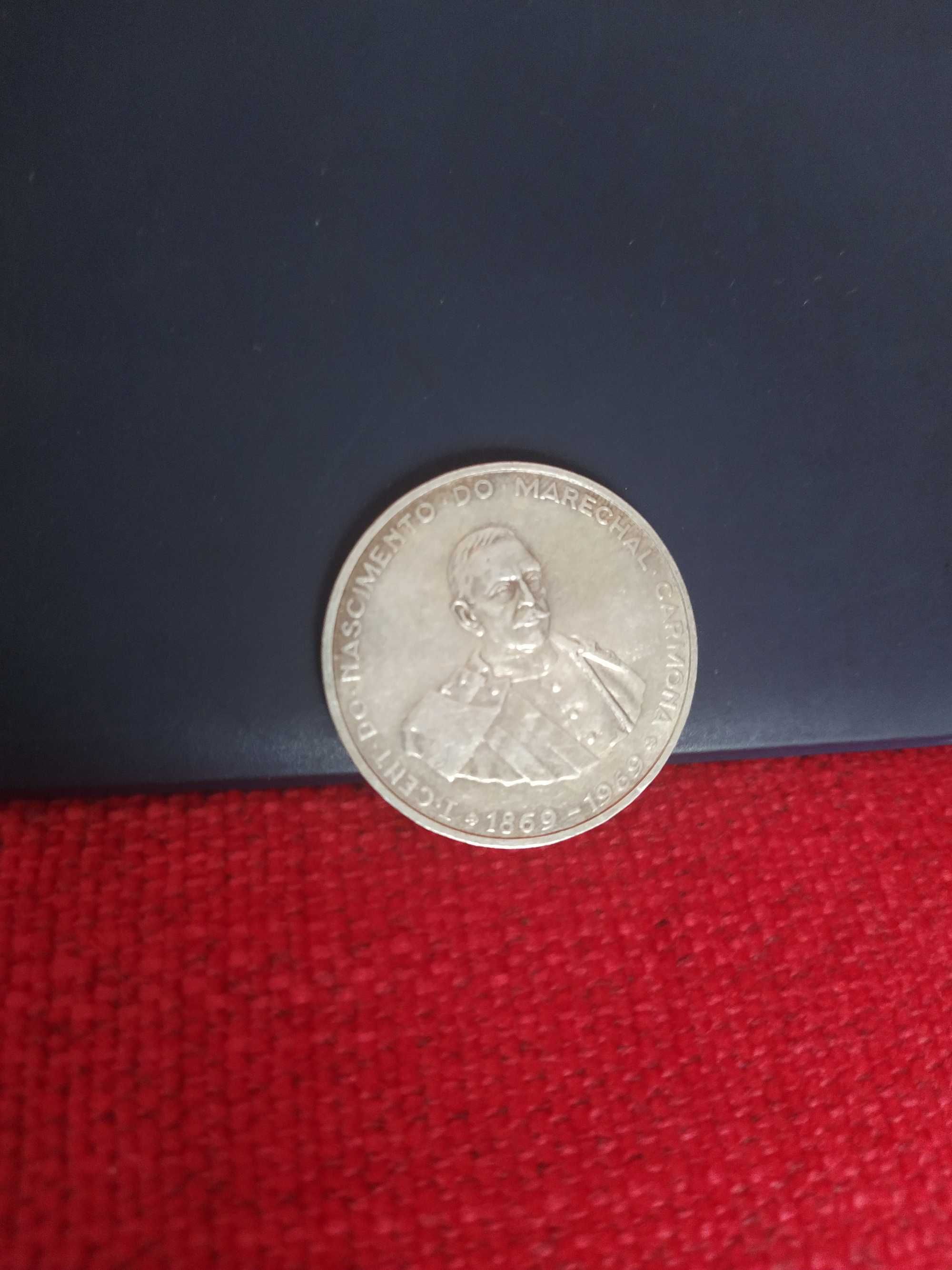 Moeda antiga em prata Portugal 50$00 - 1969 Marechal Carmona