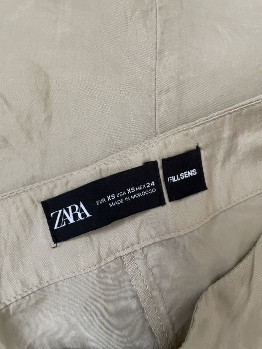 Zara 100% lyocel spodnica asymetryczna z rozcieciami naturalna beżowa