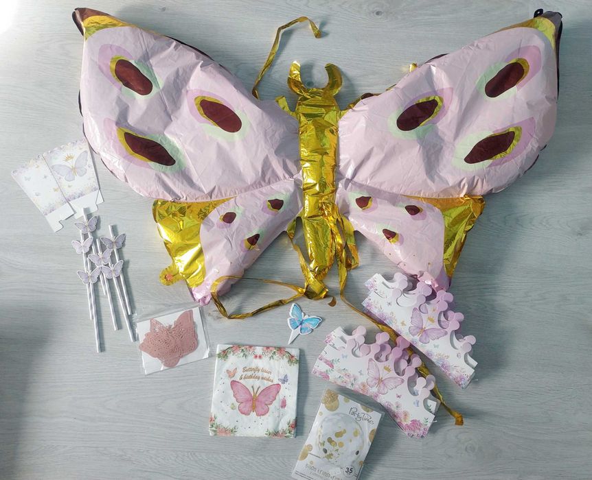 Gadżety ozdoby dekoracje balony na urodziny motyl motylki