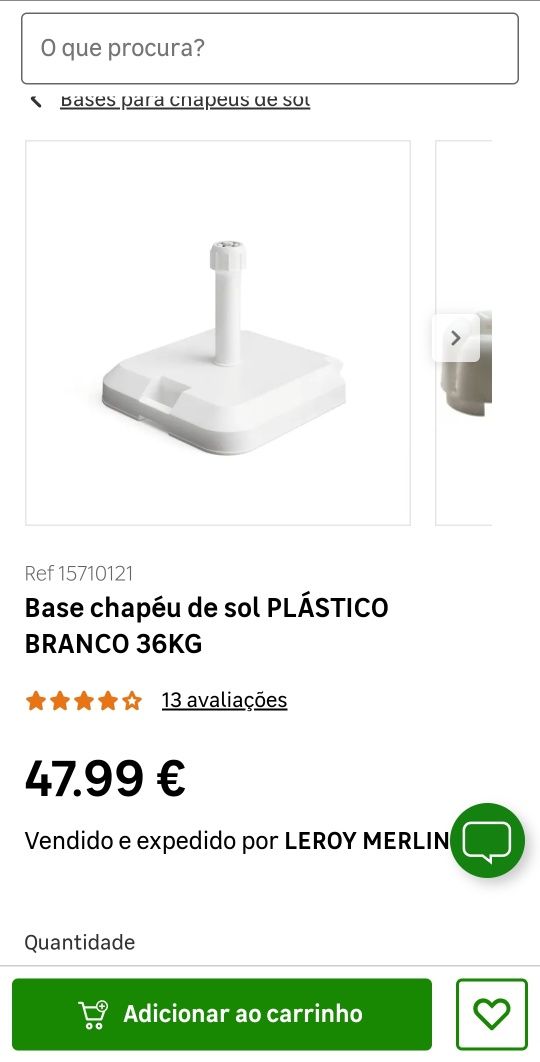 Base chapeu sol 2,5 x 2,5