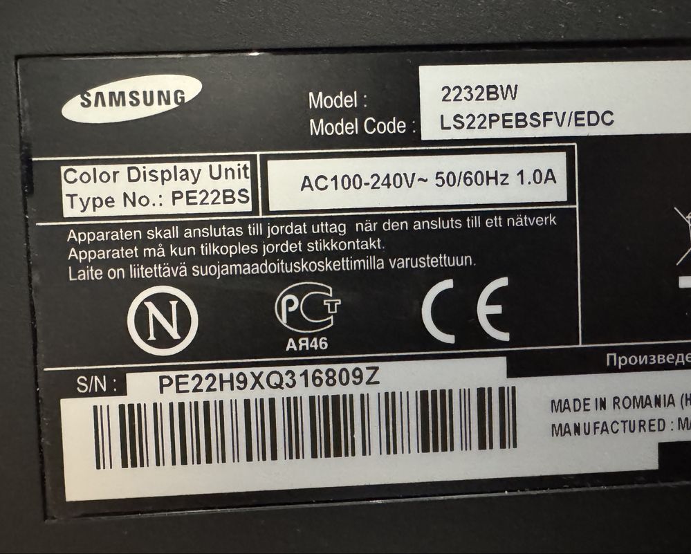 Monitor Samsung 2232BW   22”