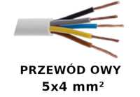 Przewód linka H05VV-F (OWY) 5x4 żo biały