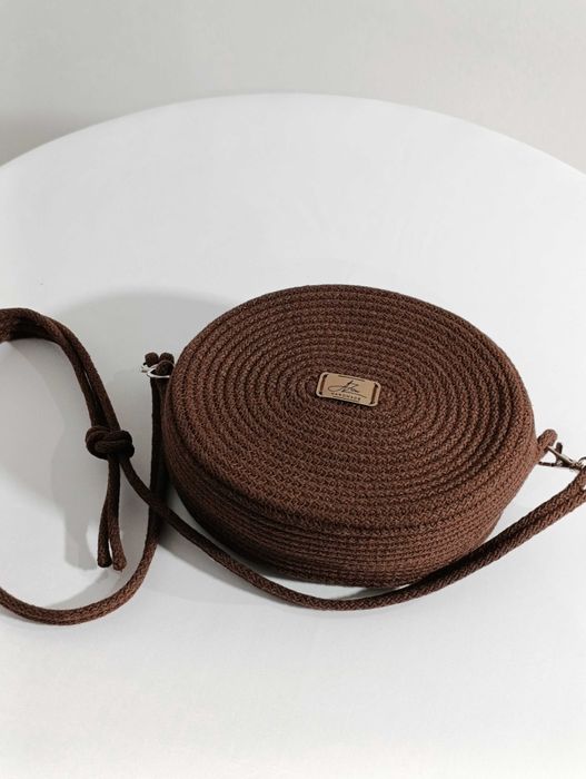 Torebka Damska ze Sznurka Bawełnianego Wera Rękodzieło Brąz