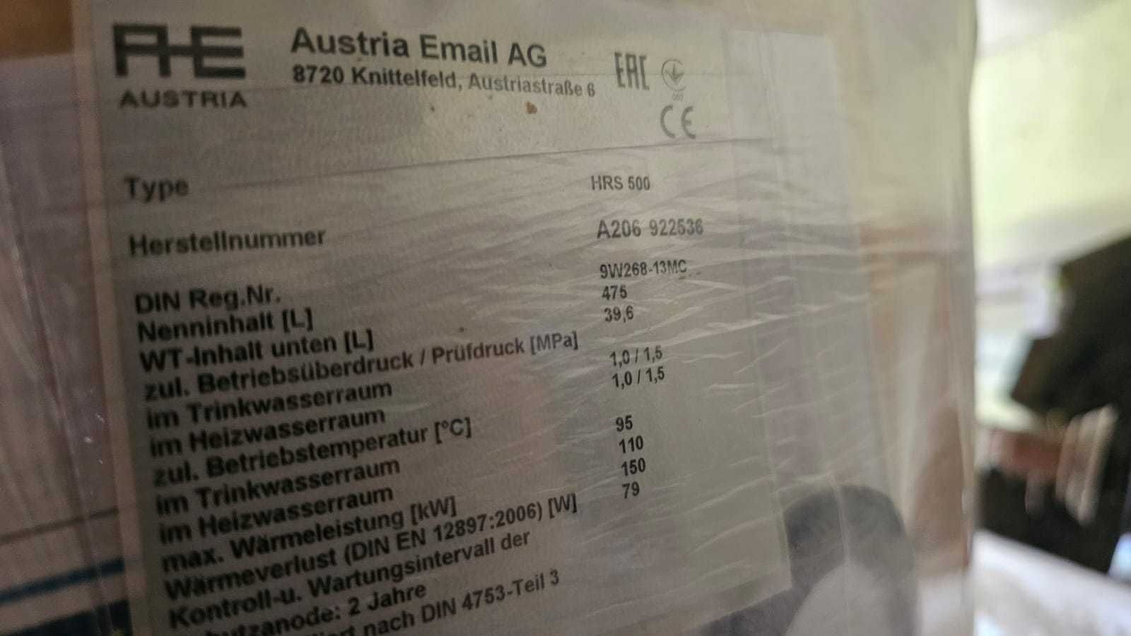 Zbiornik CWU do pompy ciepła 500L -Austria Email