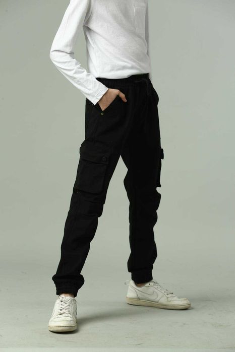 Штани чорні карго підліткові для хлопчиків, штани шкільні для хлопчика