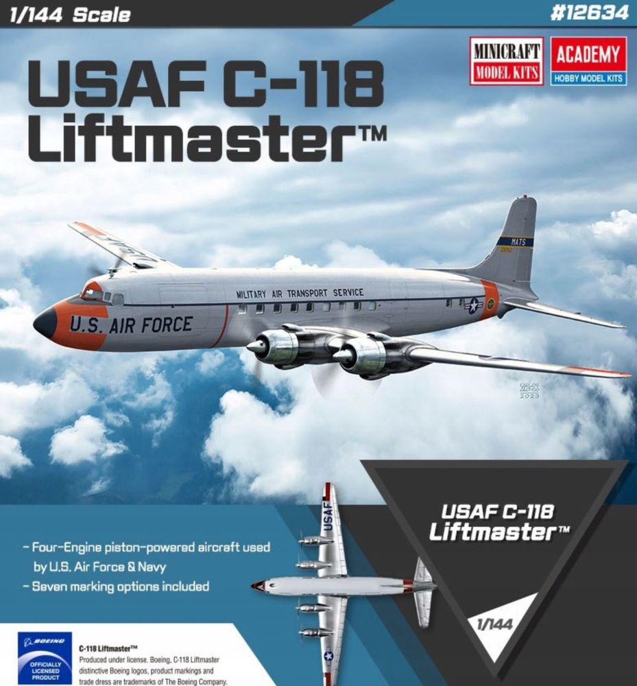 Academy 12634 samolot USAF C-118 Liftmaster model do sklejania 1:144
