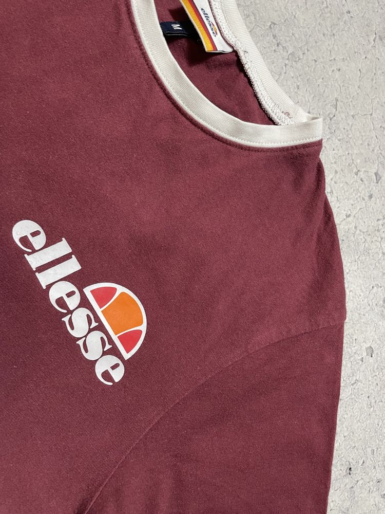 Мужская Бордовая Футболка Ellesse Оригинал Размер S-M С Лампасами