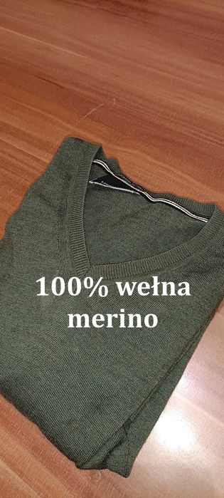 Sweter z wełny z merynosa Merino Wool L (large) zielony Lindbergh