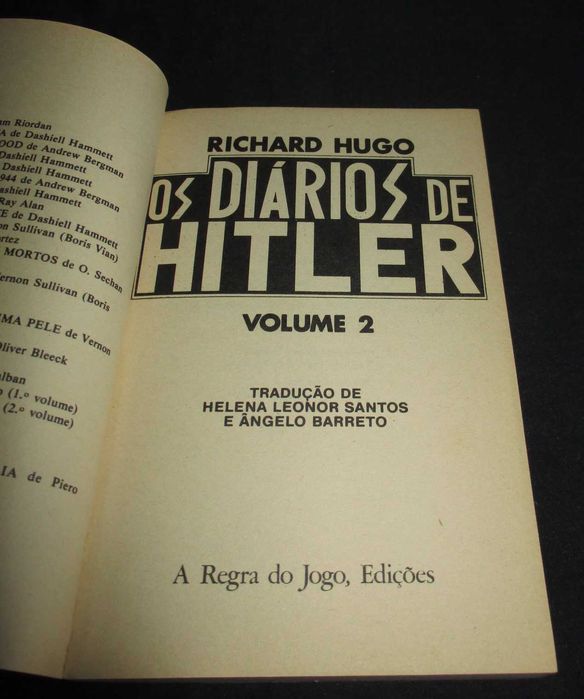 Livro Os Diários de Hitler Richard Hugo 2 Volumes Completo