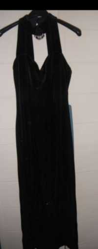 Vestido comprido preto de veludo