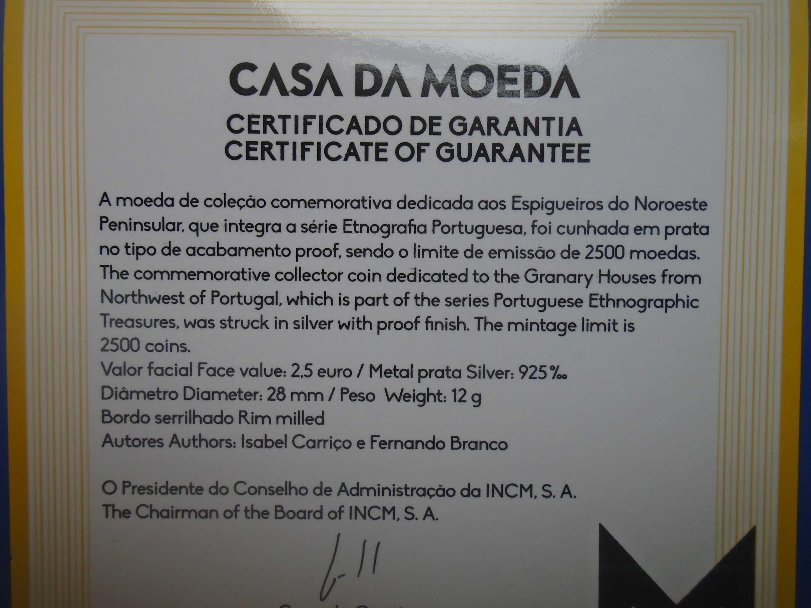 Conjunto de três moedas Prata Proof (Espigueiros, Souto Moura e O Mar)